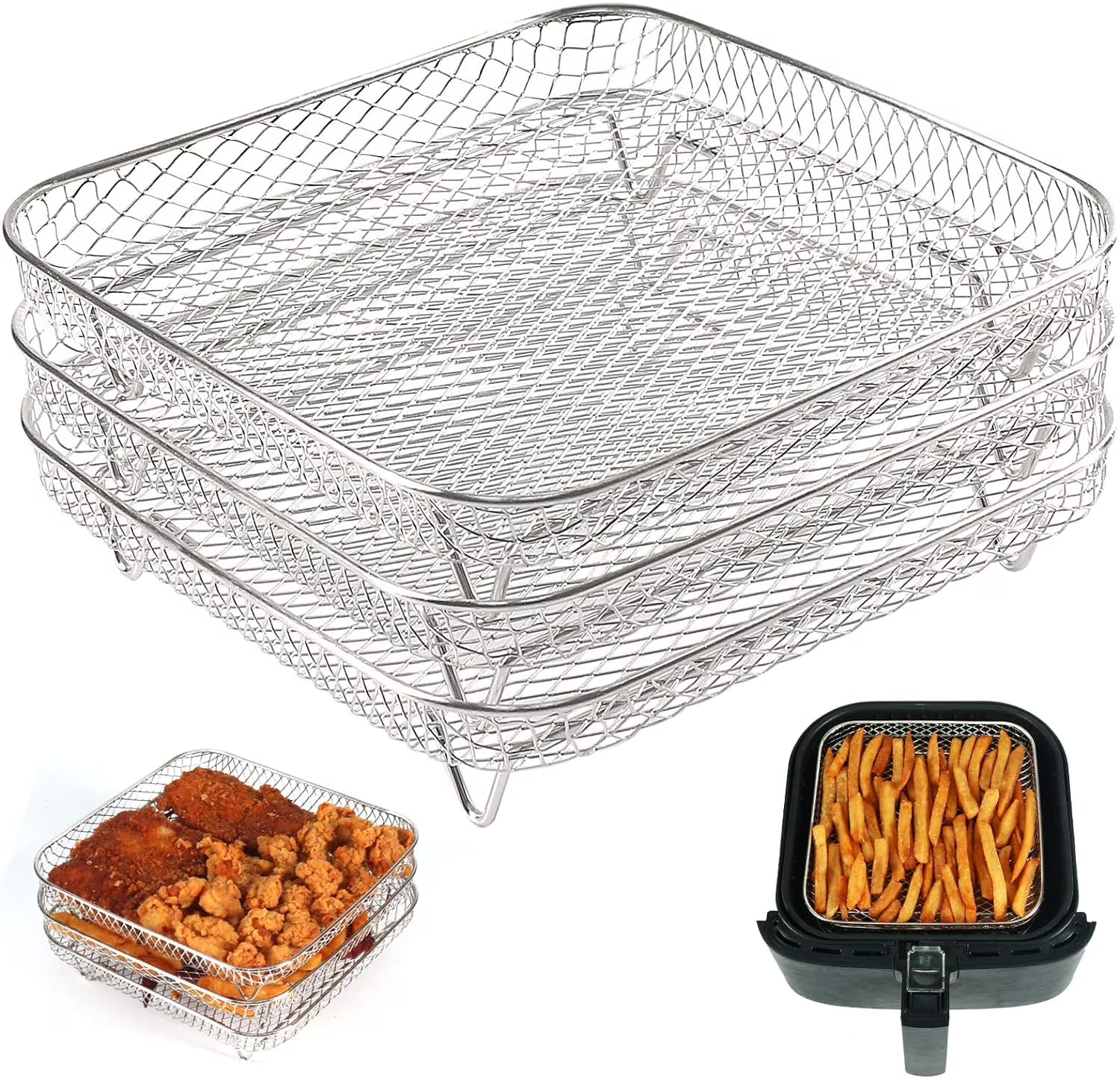 Stackable Stainless Steel Air Fryer Rack, Set of 3 S63849