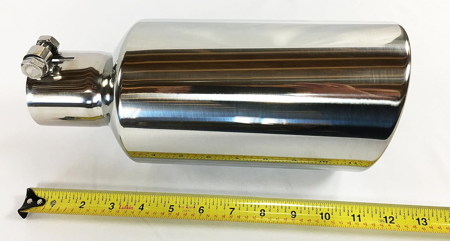 Polished Stainless Steel Bolt On Rolled Slant Exhaust Tip Pack of 2 N3294
