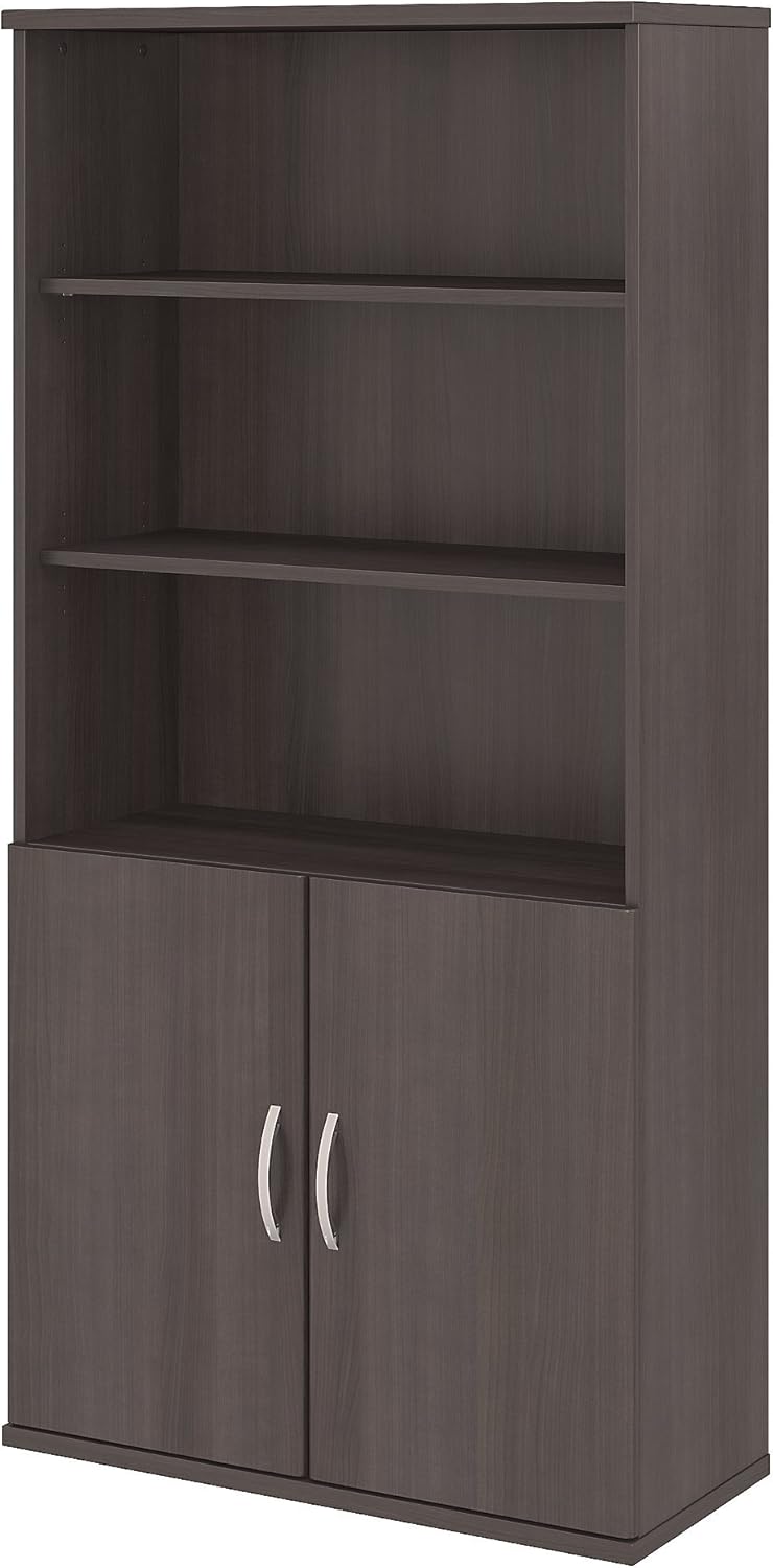5 Shelf Bookcase with Doors, Mocha Cherry I4178