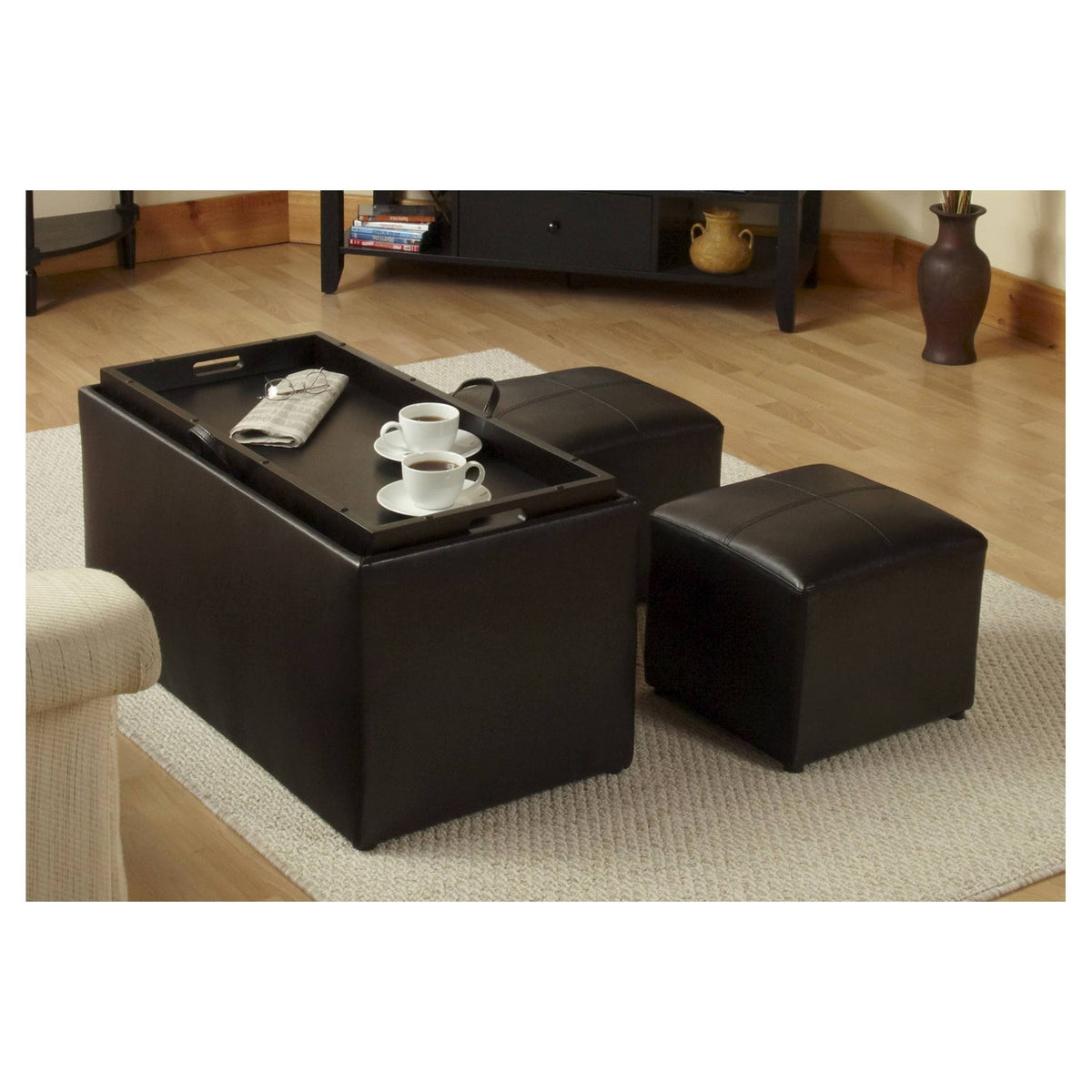 Black Espresso Storage Ottoman K10295