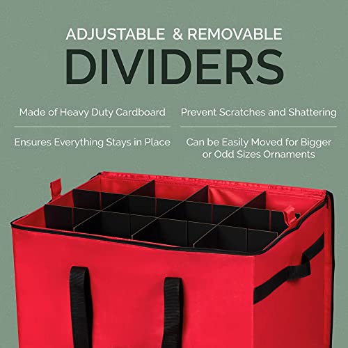 Christmas Ornament Storage Container with 4 Individual Trays, Heavy Duty 600D Tear Resistant Material K319