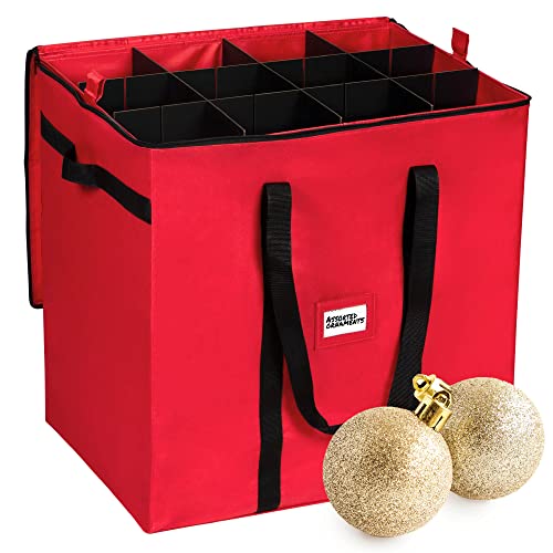 Christmas Ornament Storage Container with 4 Individual Trays, Heavy Duty 600D Tear Resistant Material K319
