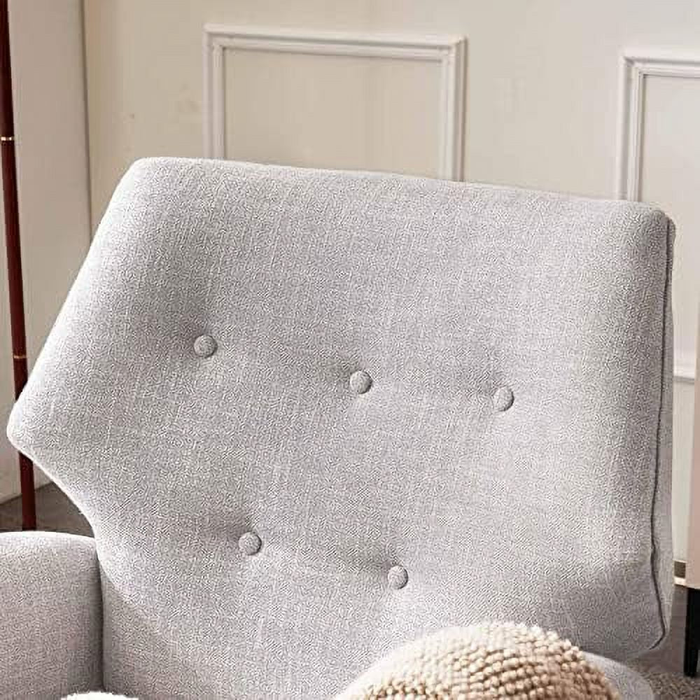 Chenille-Black&White Upholstered Fabric Armchair with Wood Legs G404