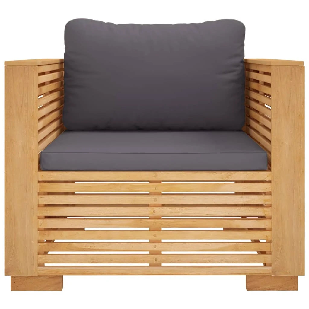 Solid Wood Teak Patio Sofa Chair with Dark Gray Cushions W15912