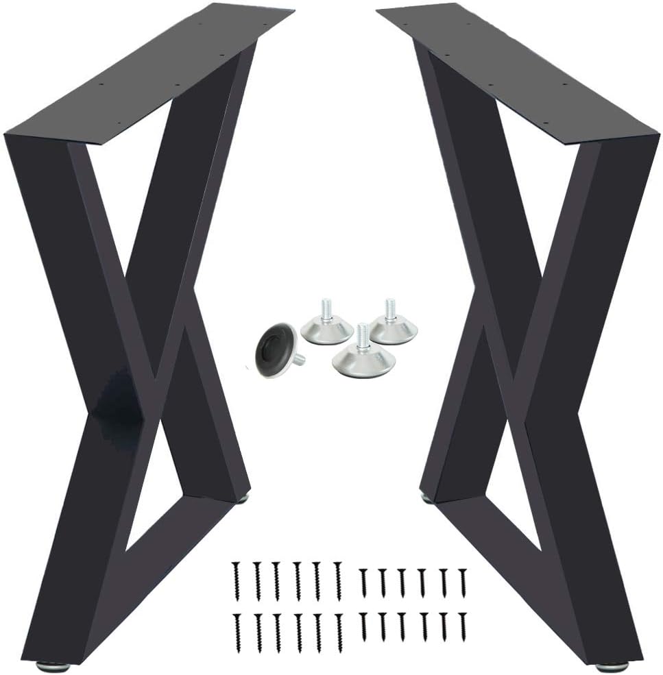 2 Pcs Cast Iron Square Tube Desk Legs 28” Height 20” Wide U992536