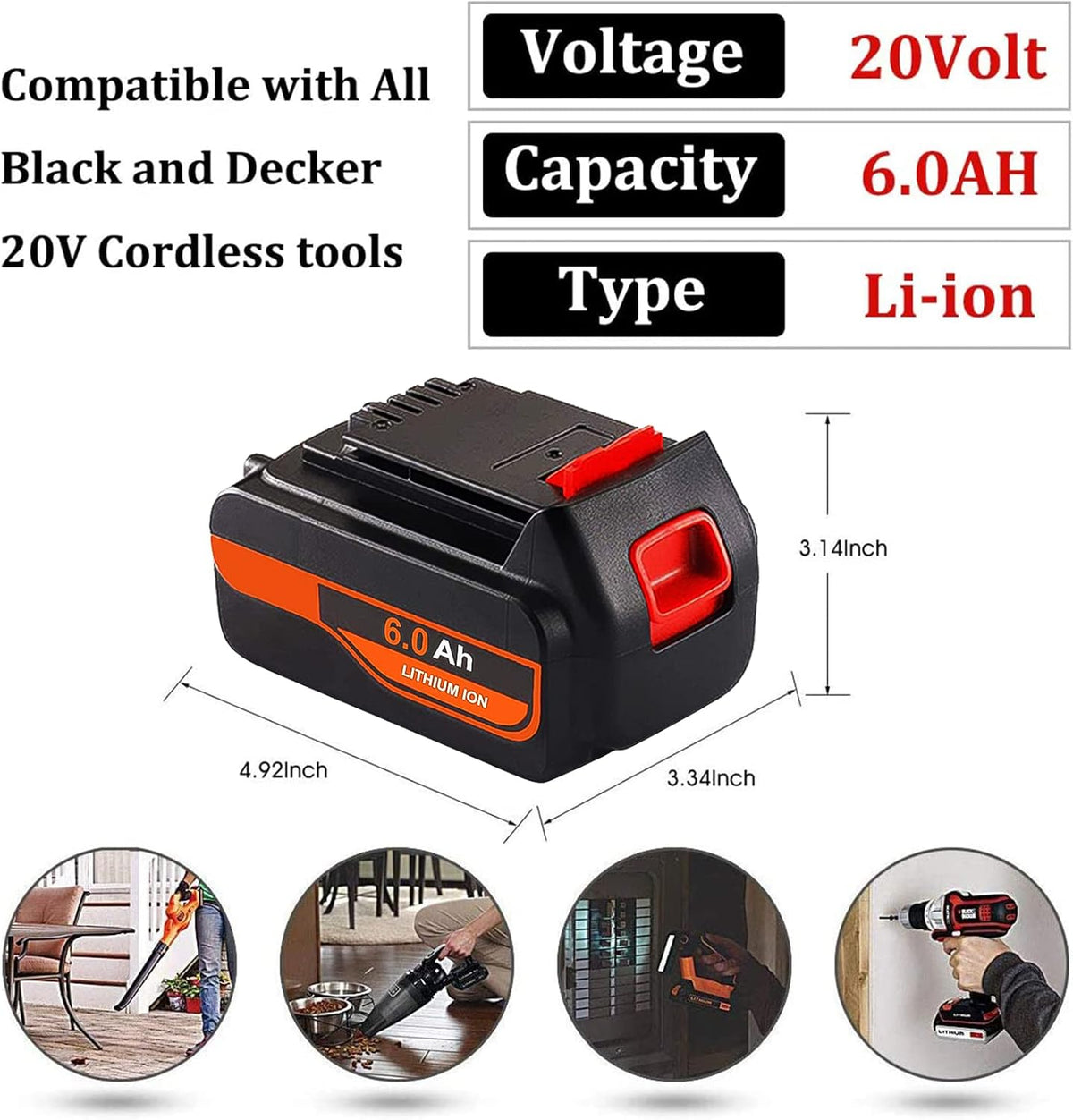 2Pack 20V 6.0Ah Lithium ion Battery I5861