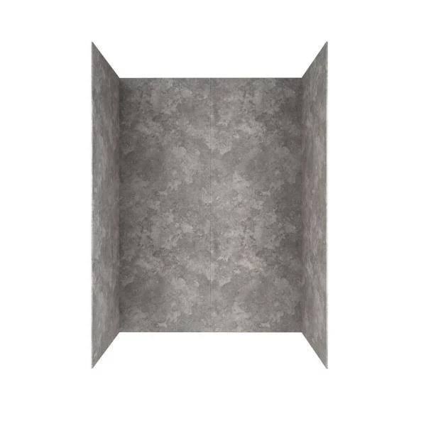 32 in. x 60 in. 4-Piece Glue-Up Alcove Bath Wall in Gray Concrete T190