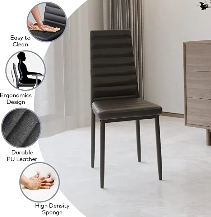 Black PU Leather Dining Table Set with 6 Chairs D115076