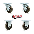 4” x 1.5x22 Brown Phenolic Wheels Caster Set of 4 S684852