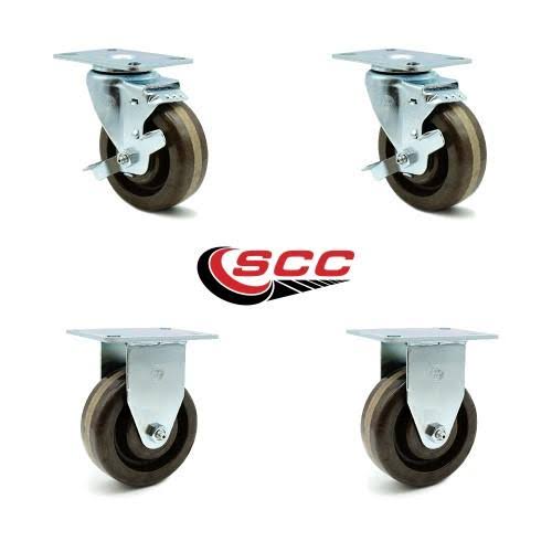 4” x 1.5x22 Brown Phenolic Wheels Caster Set of 4 S684852