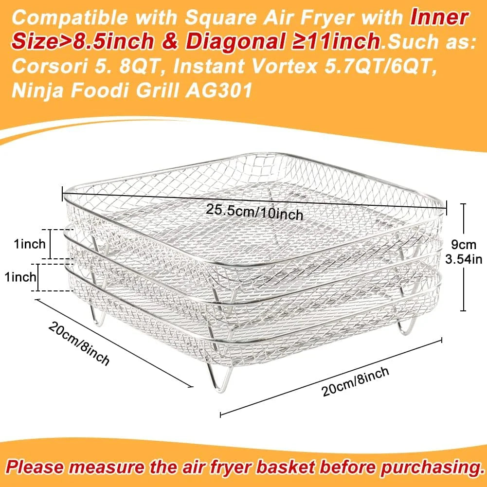 Stackable Stainless Steel Air Fryer Rack, Set of 3 S63849