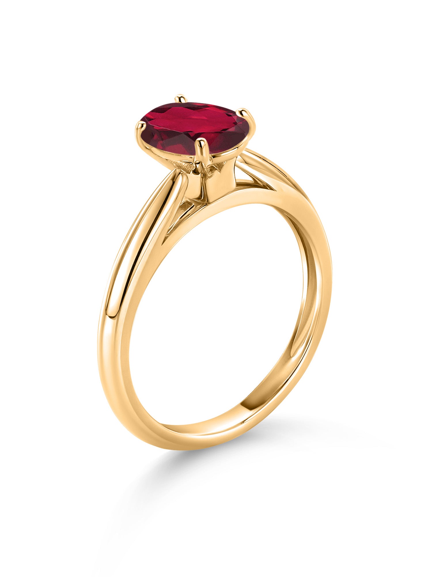 10K Yellow Gold Ruby Red Mystic Topaz Solitaire Engagement Ring (1.30 Cttw, Oval 8X6MM) N607901