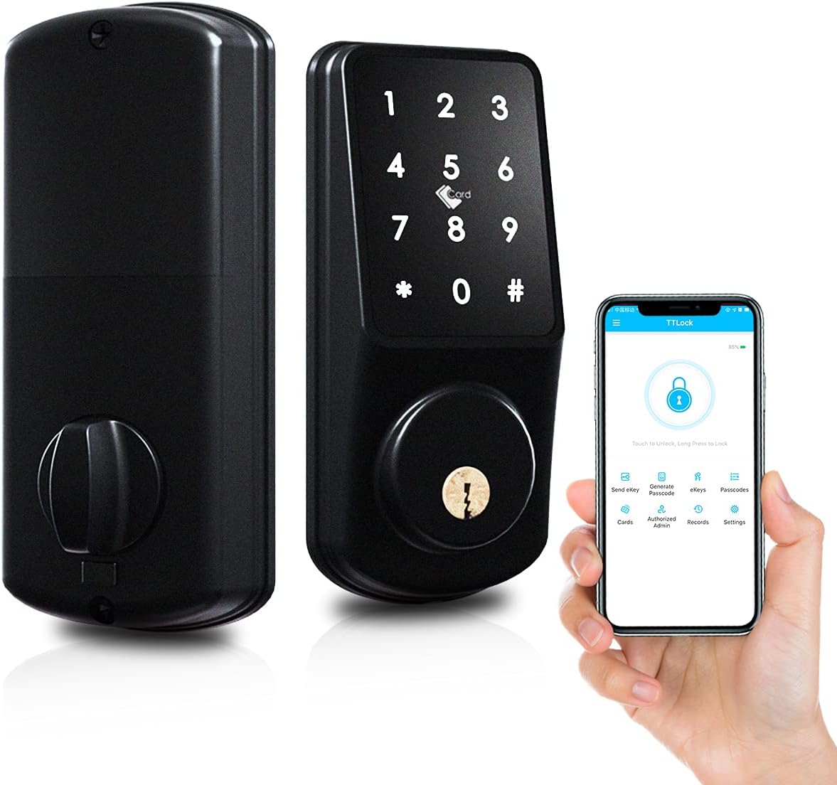Smart Keyless Entry Door Lock with Bluetooth Fingerprint Deadbolt, Touchscreen Keypad, Card, Keys Y3832