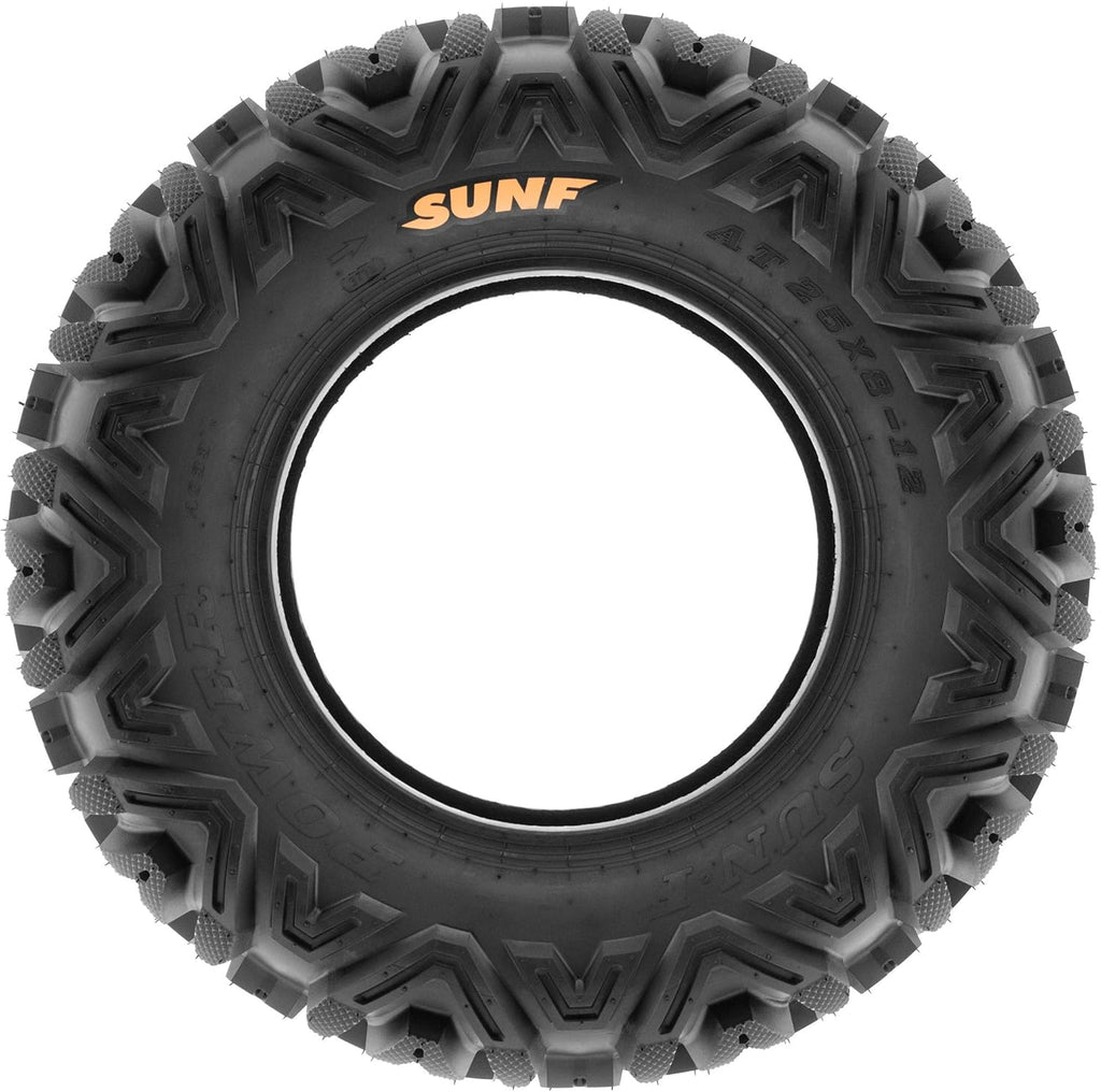 Set of 4 All-Terrain Tire Bundle 24x8-12 Front & 25x11-10 Rear 6 PR Tubeless F896