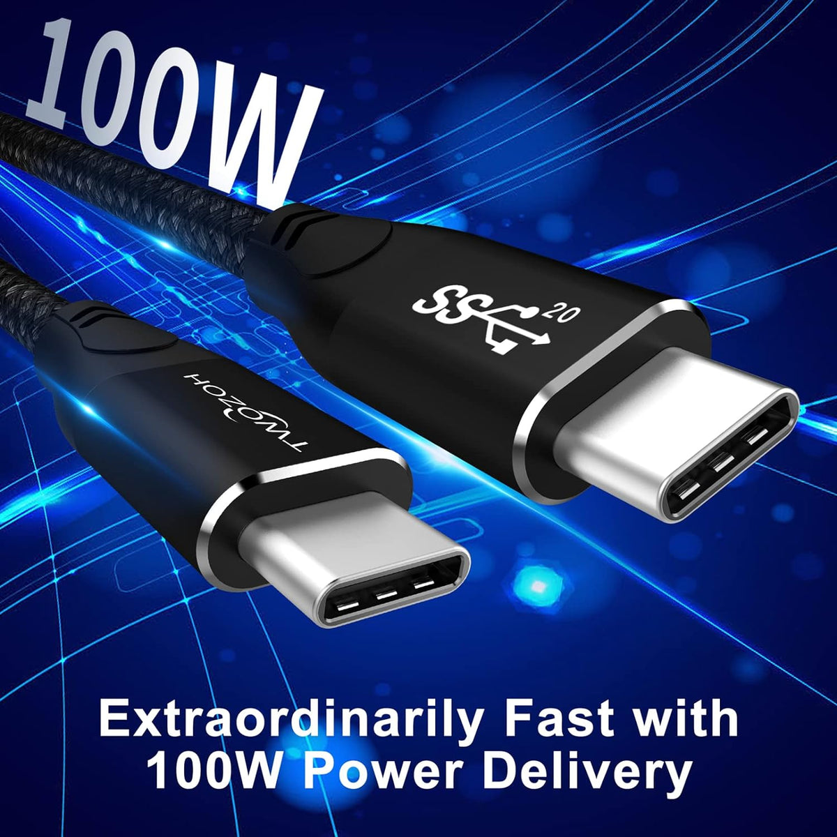 4K USB C Cable 100W 15FT 2 Pack USB 3.2 Gen 2X2 20Gbps Data Transfer PD Fast Charging X869235