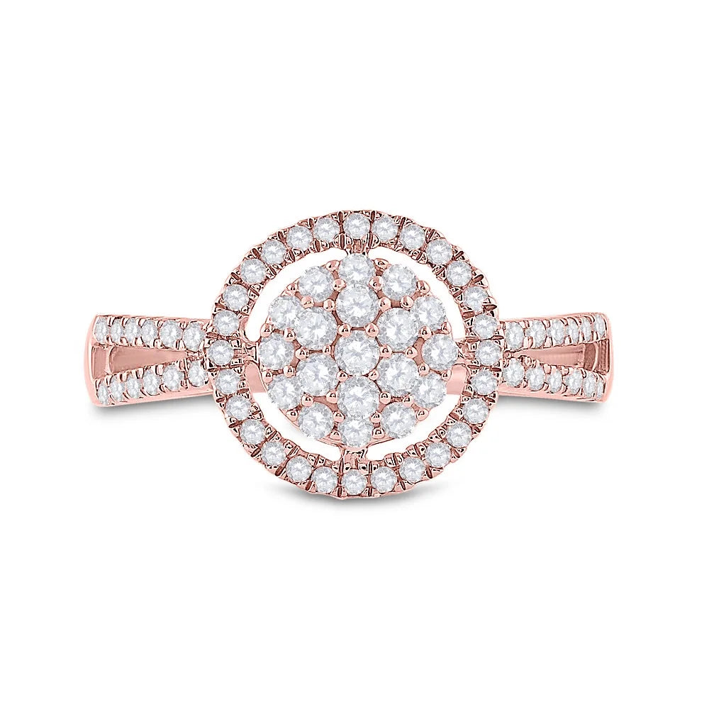 10kt Rose Gold Diamond Circle Cluster Ring 1/2 Cttw Size 7.5 E146