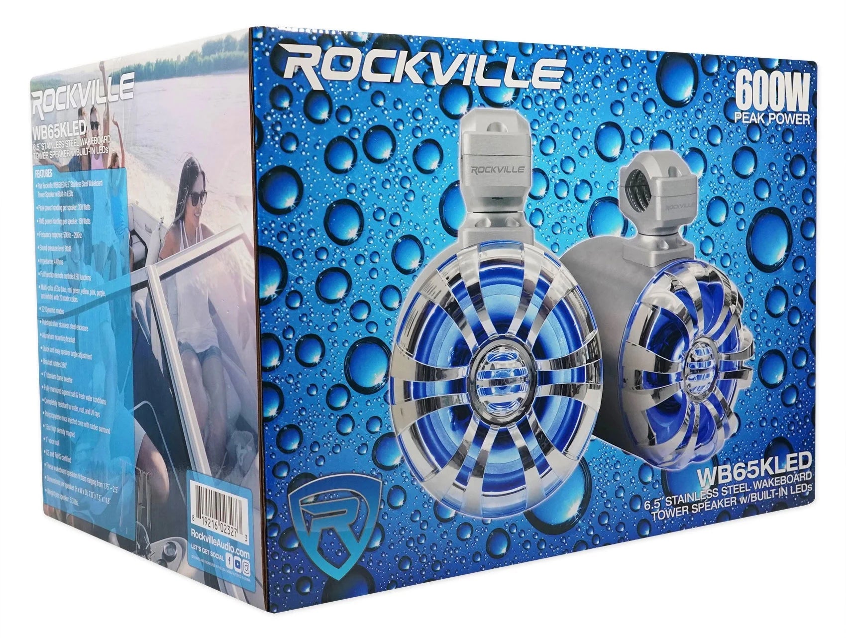 Marine Receiver with Bluetooth and 4 6.5" LED Tower Speakers T8733