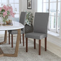 Light Gray Fabric Parsons Chair with Mahogany Legs R7760
