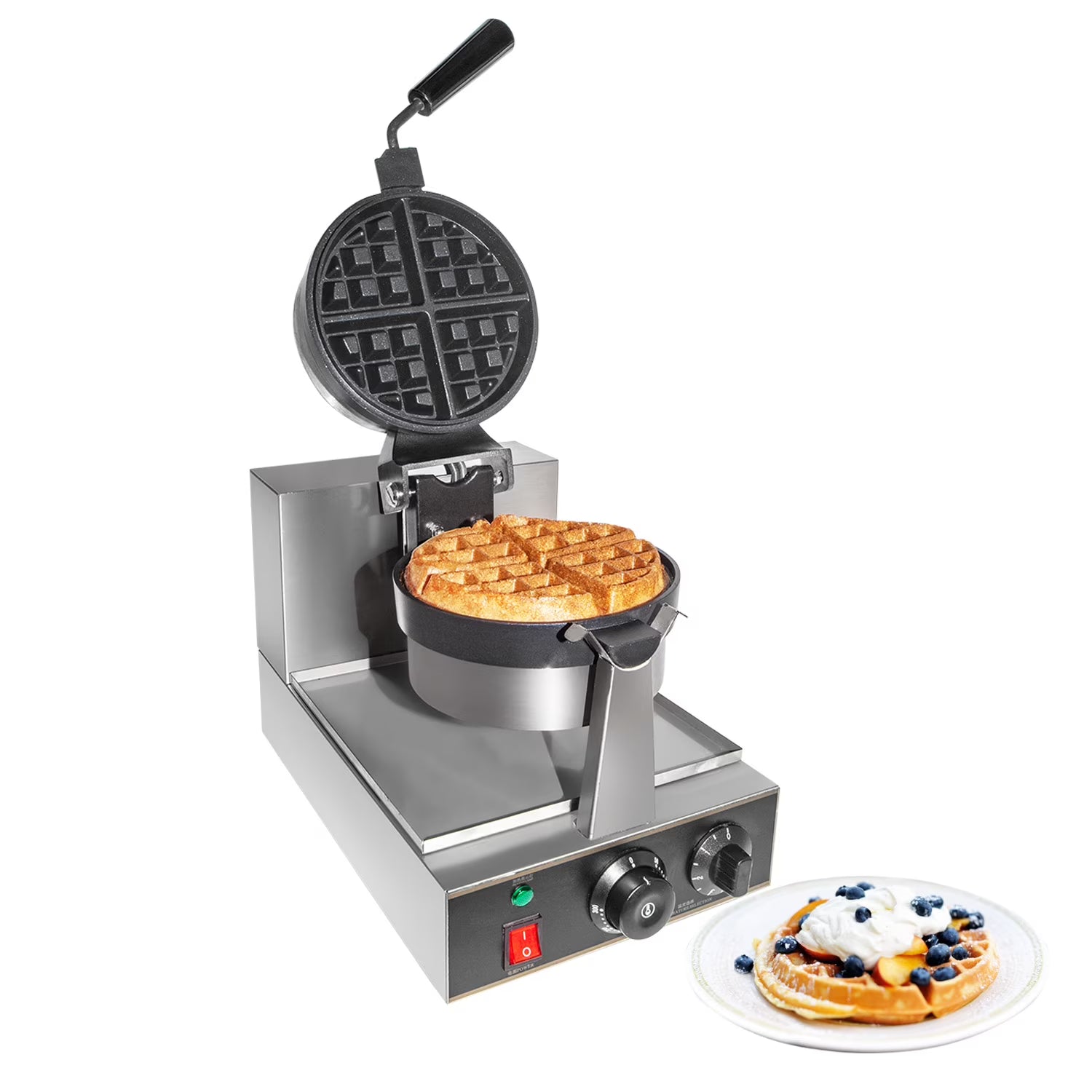 Stainless Steel Commercial Flip Waffle Iron B509