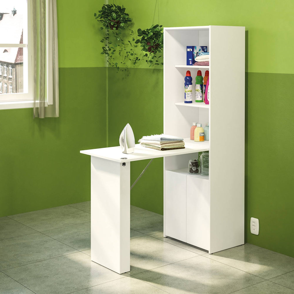 White Multipurpose Cabinet with Desk F849
