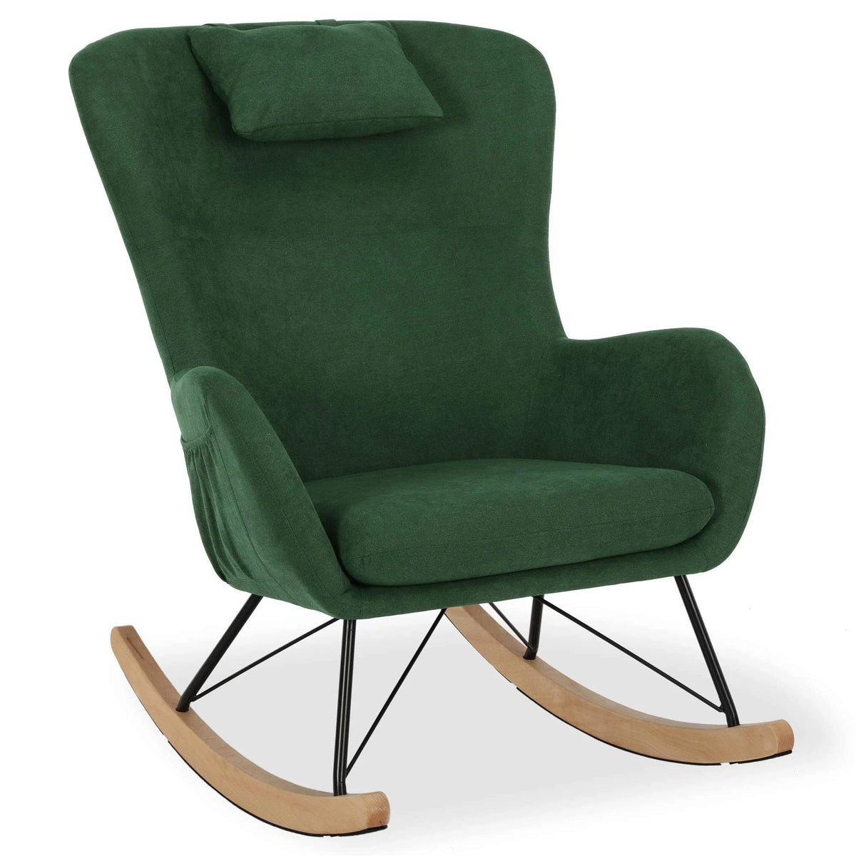 Green Rocker Chair with Storage Pockets V3954