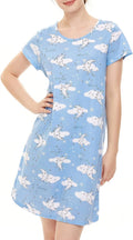 Women's Cotton Sleepshirt Short Sleeve Nightgown Blue Moon 2XL D1963