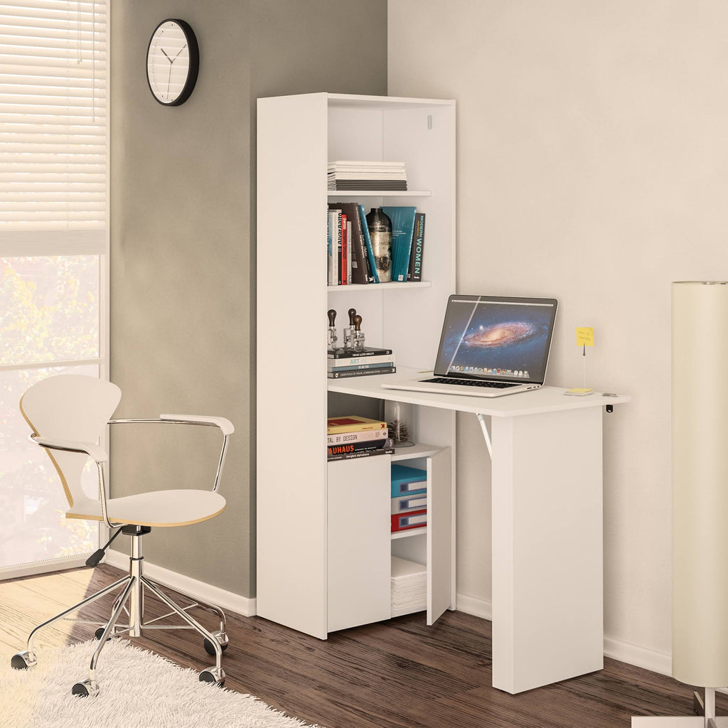 White Multipurpose Cabinet with Desk F849