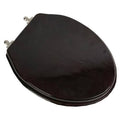 Solid Elongated Oak Wood Toilet Seat with Brushed Nickel Hinges G1395
