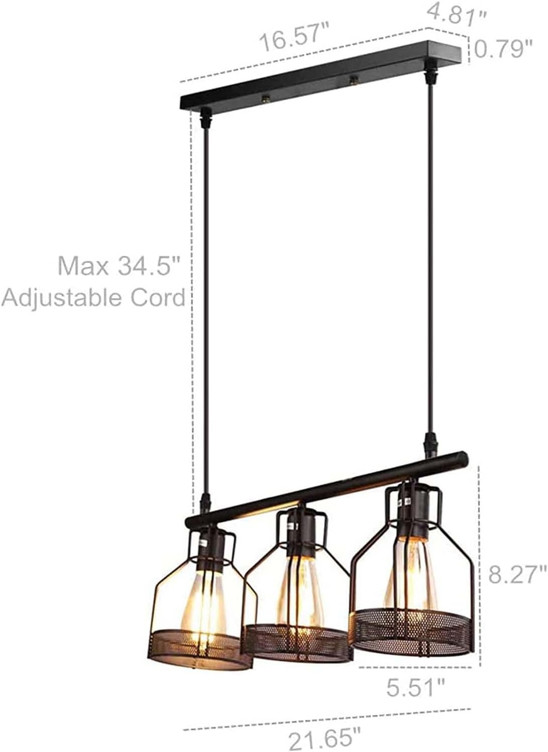 3-Light Industrial Pendant Light Fixtures Rustic Cage Chandelier J22853