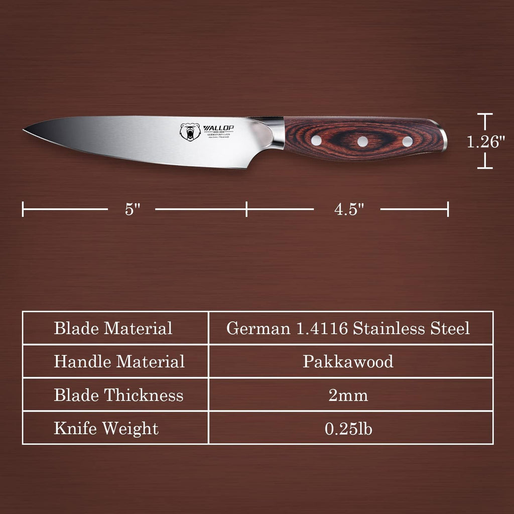 Senior Steak Knife Set of 4, High Carbon German Stainless Steel, Pakkawood Handle, 5 Inch Q422586