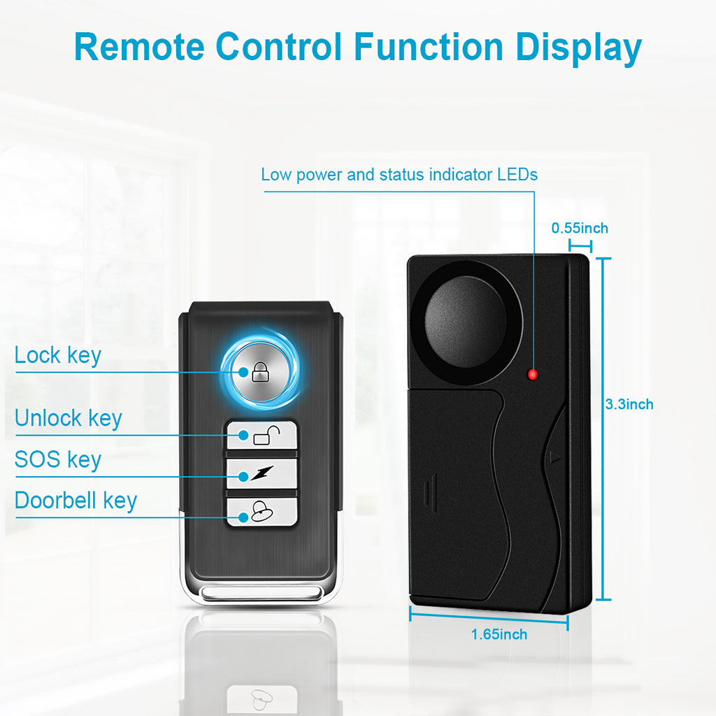 2Pack Remote Control Anti-Theft Bicycle Alarm Q917423