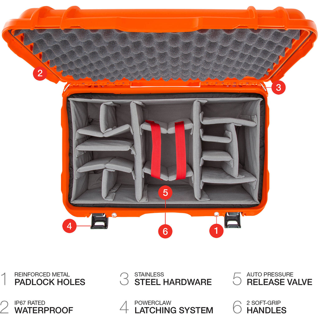 938 Hard Wheeled Case with Divider Set (Orange) P318