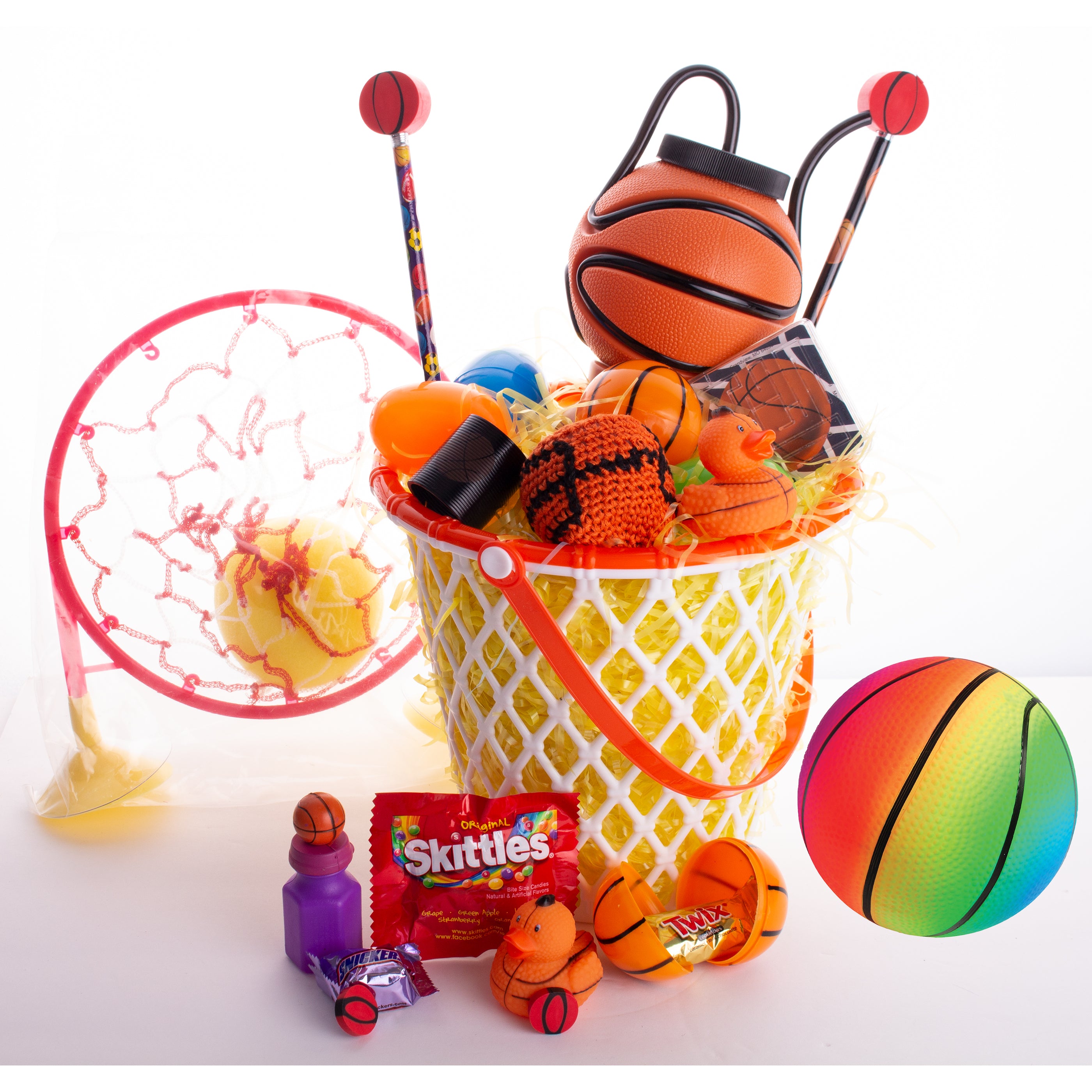 White Orange 26pc 7.25" Easter Basket Gift Set Y6553
