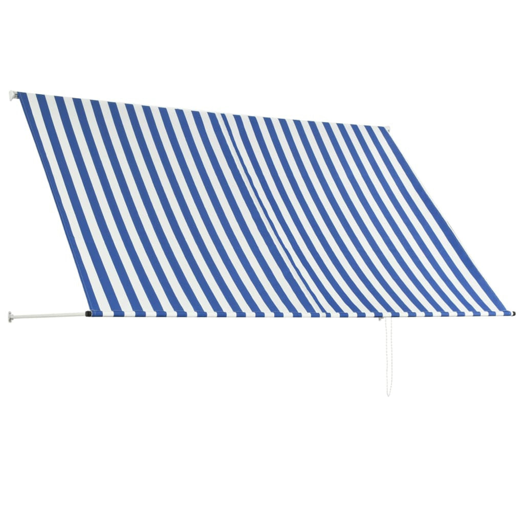 Retractable Awning 98.4" x 59.1" Blue and White F69143