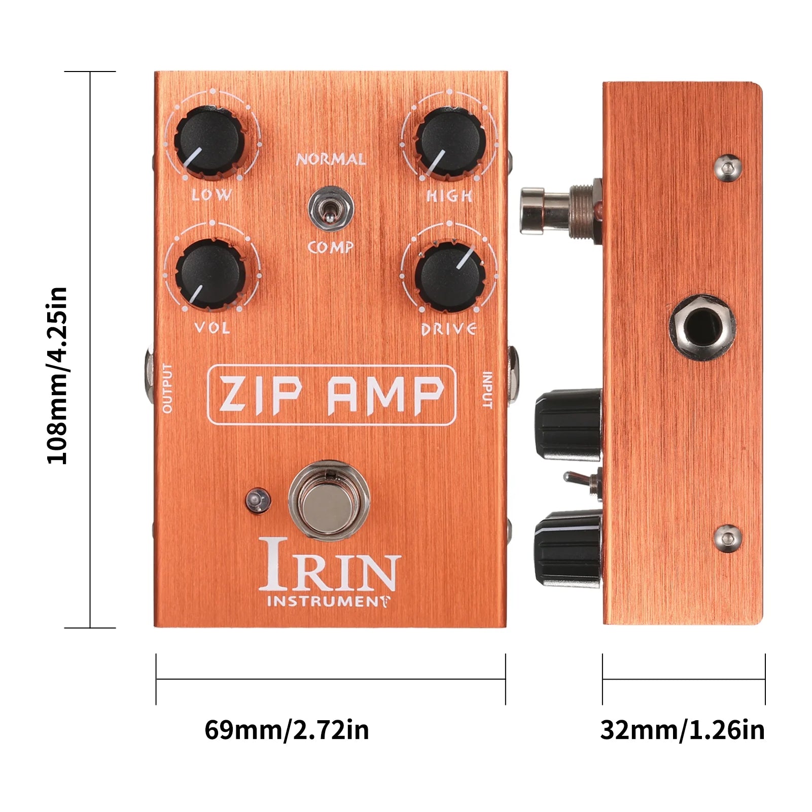 Overdrive Guitar Effect Pedal with Low/High Drive, 4 Control Knobs U57598