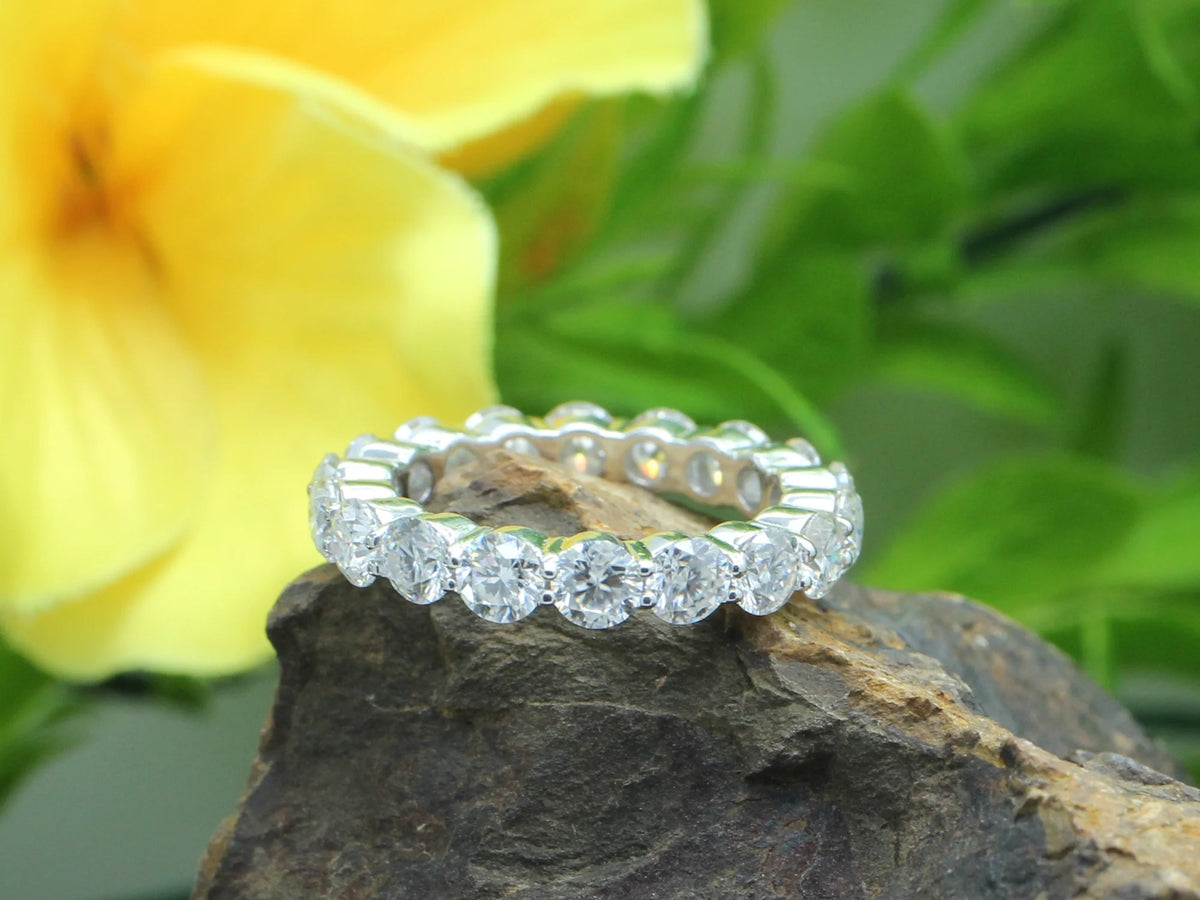 14K White Gold Over Sterling Silver Eternity Wedding Band Ring S598724