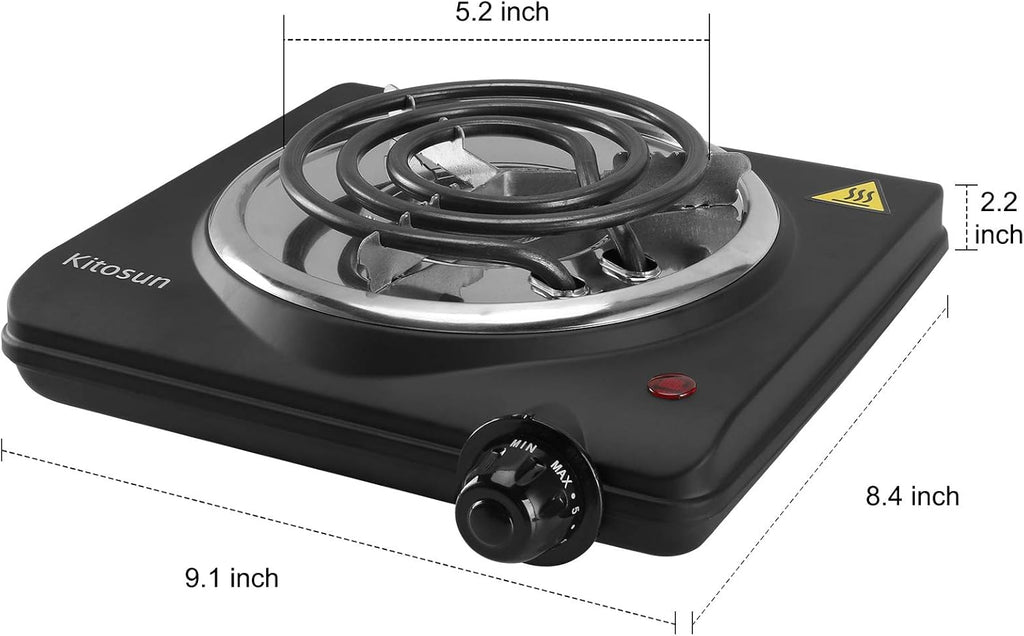 Single Hot Plate Electric Stove with Stainless Steel Grill (1000W) Pack of 2 H751