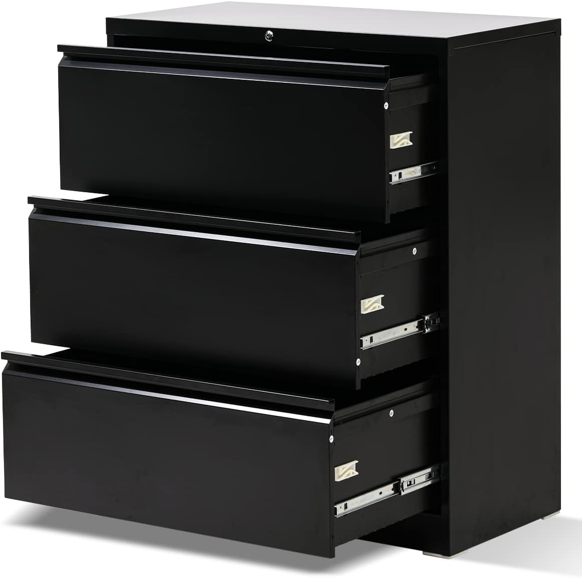 Black 3 Drawer Metal Lateral File Cabinet U6859