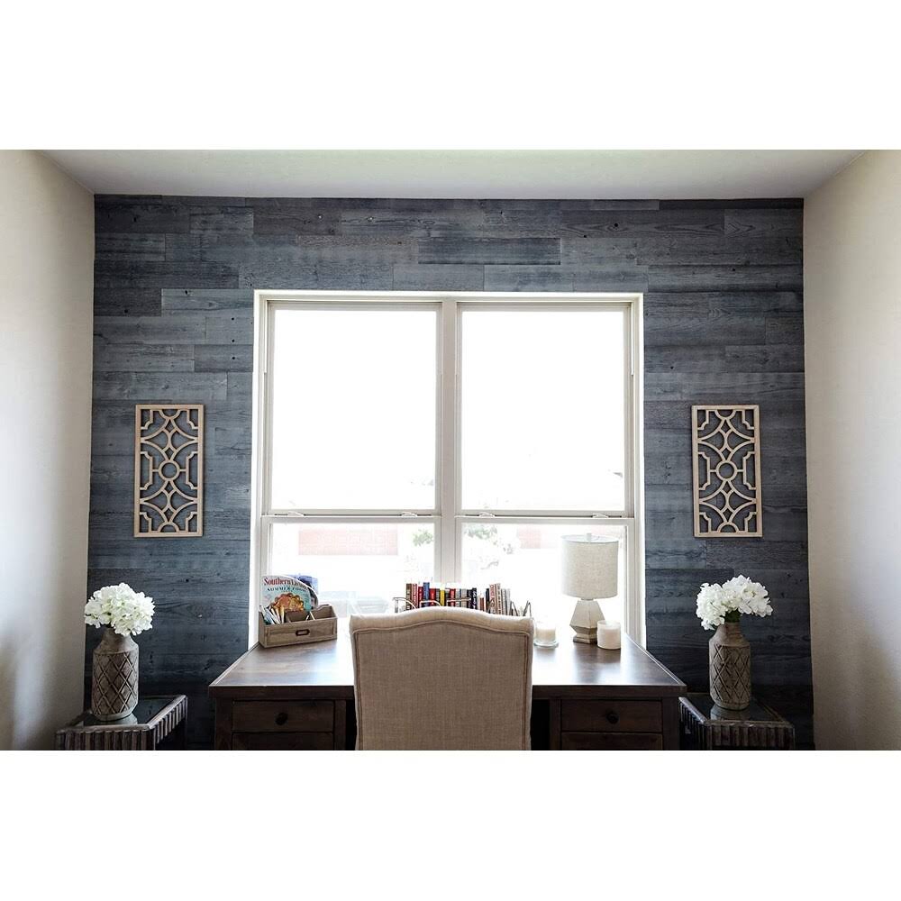 Reclaimed Wooden Wall Planks, Peel and Stick, 5x22 Wide - 40 Sq. ft, Fog Lake L5995