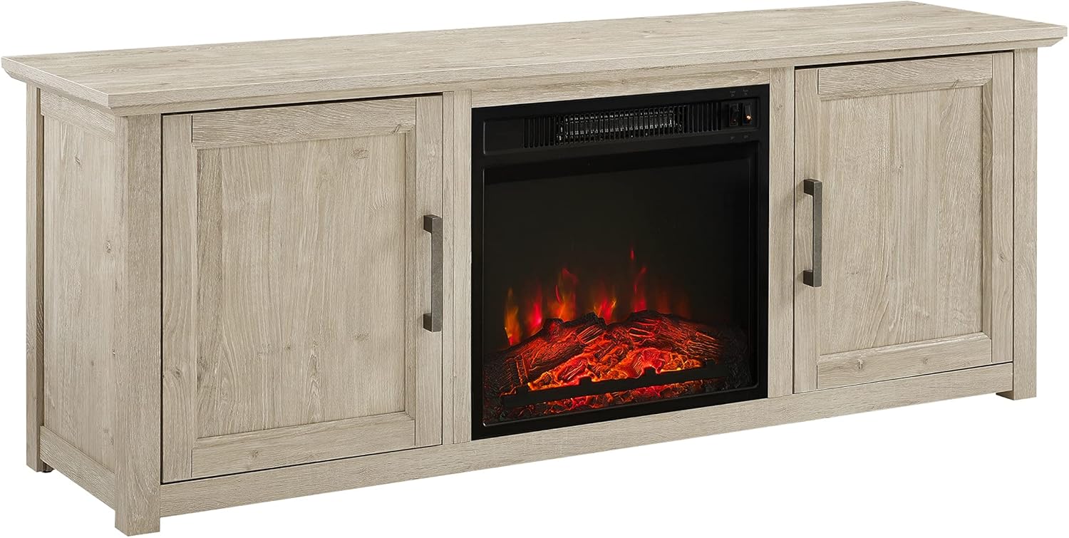 Dark Walnut TV Stand with Electric Fireplace D887