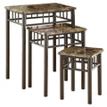 Cappuccino Marble Metal Nesting Table 3-Piece B800