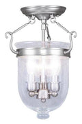 Semi Flush Mounts 3 Light with Seeded Glass Brushed Nickel 10 in V1086