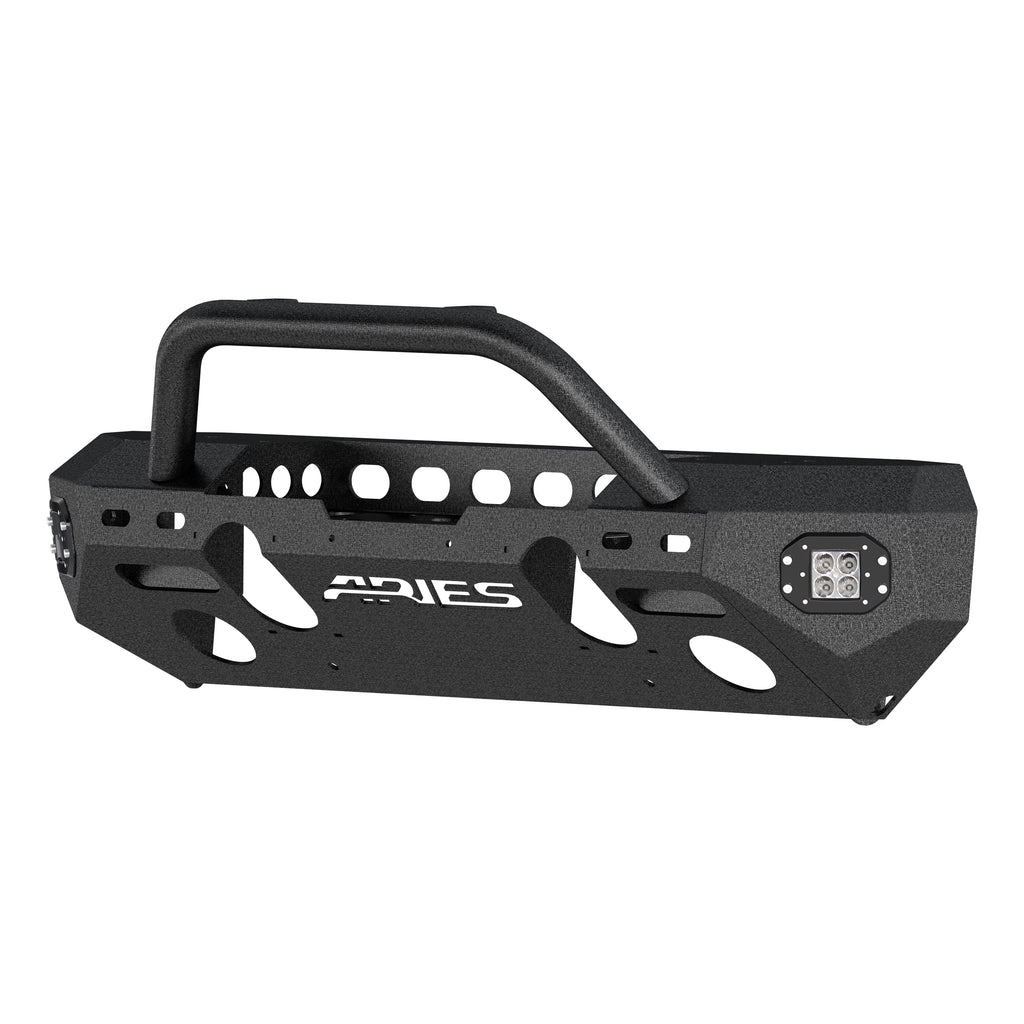 Black Aluminum Front Bumper with LED Lights and Winch Mount C84056