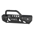 Black Aluminum Front Bumper with LED Lights and Winch Mount C84056