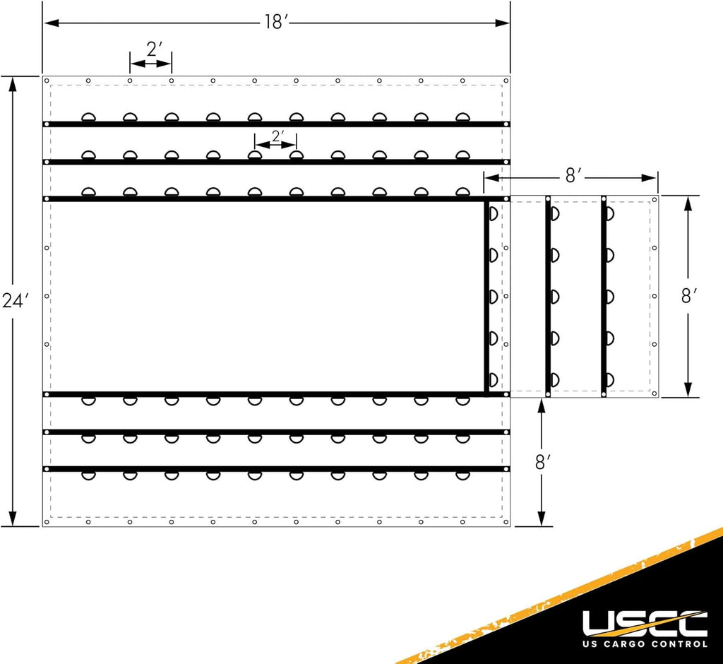 Heavy Duty 24 Feet x 18 Feet Black Lumber Tarp with 8 Foot Drop and Flap H621561