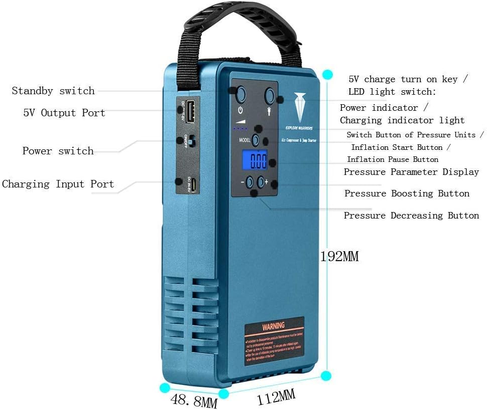 10200Ma 500A Peak Current Portable Jump Starter with Air Compressor C269