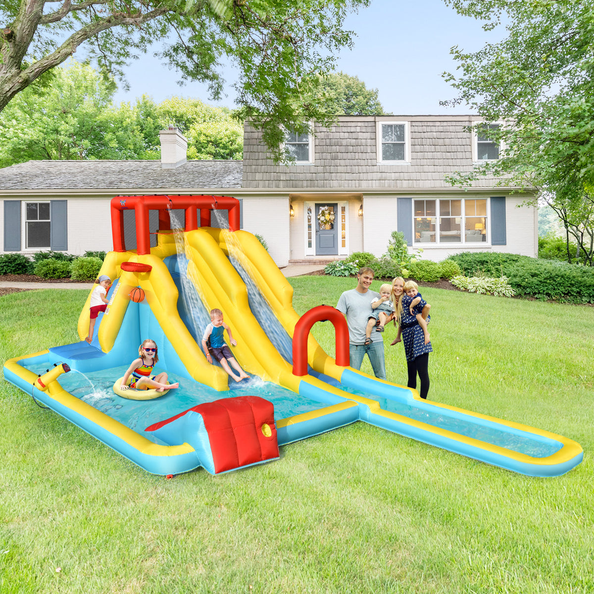 7 in 1 Inflatable Dual Slide Water Park Bouncer T420