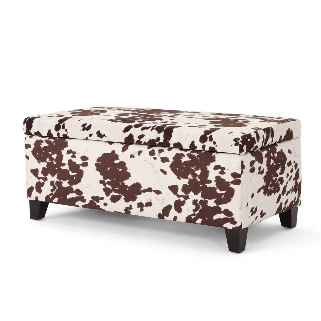 Velvet Cow Print Storage Ottoman Bench P55274
