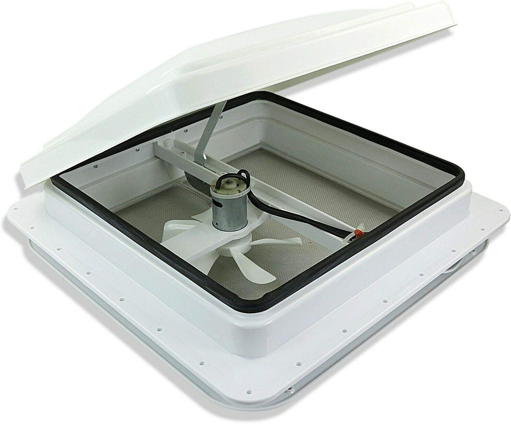 White Lid RV Roof Vent with 12V Vent Fan S5916