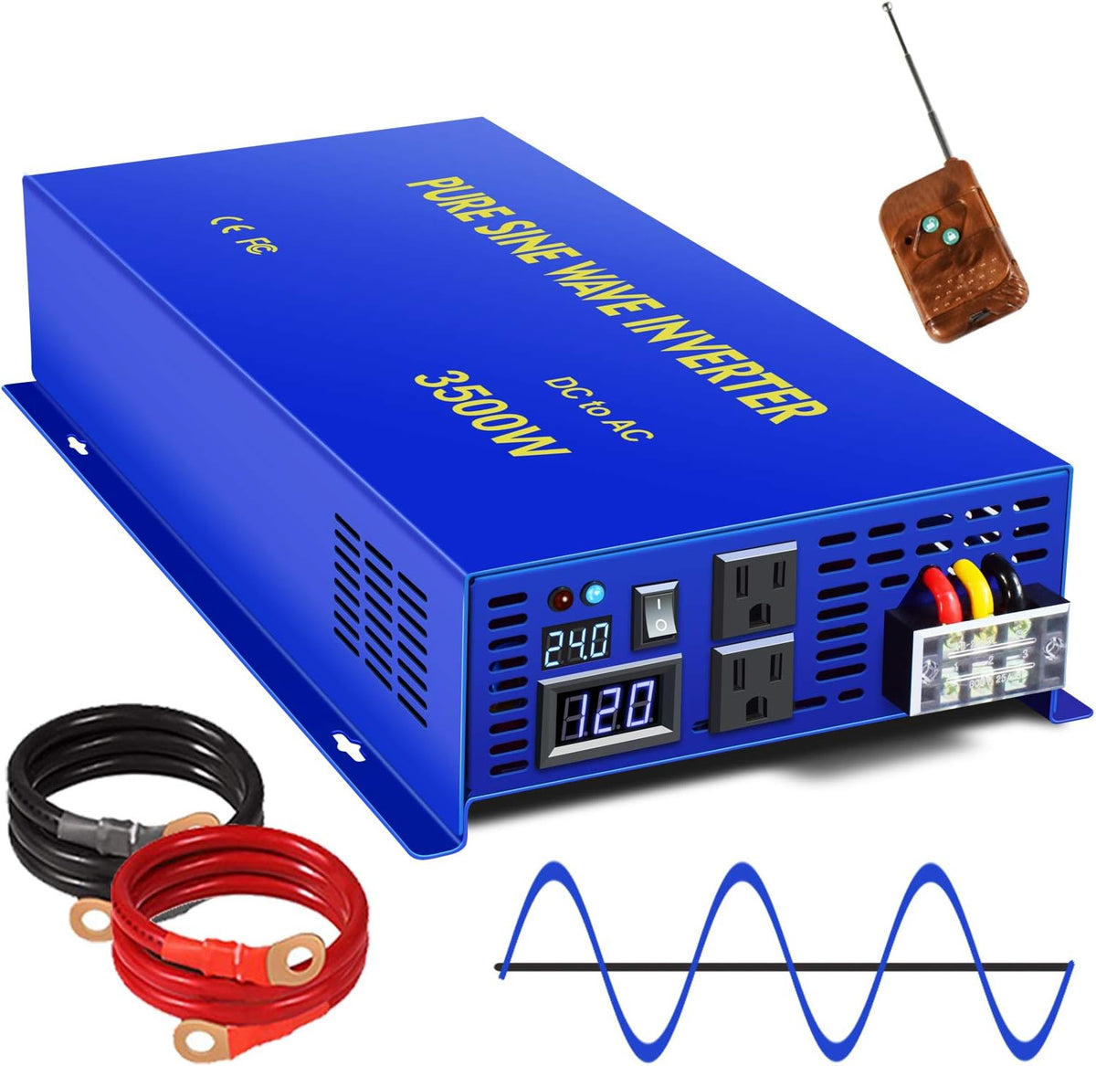 4000W Pure Sine Wave Power Converter with Wireless Remote Control X731507